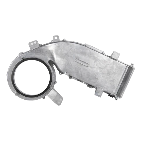 Aluminum alloy die-cast washing machine duct, front view with seal ring