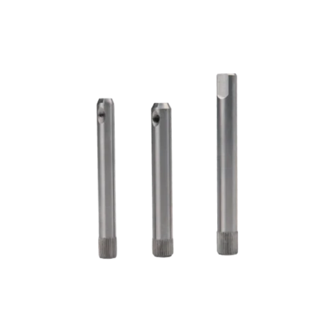 Precision cylindrical shafts with spline and cross-hole features — CNC ground finish